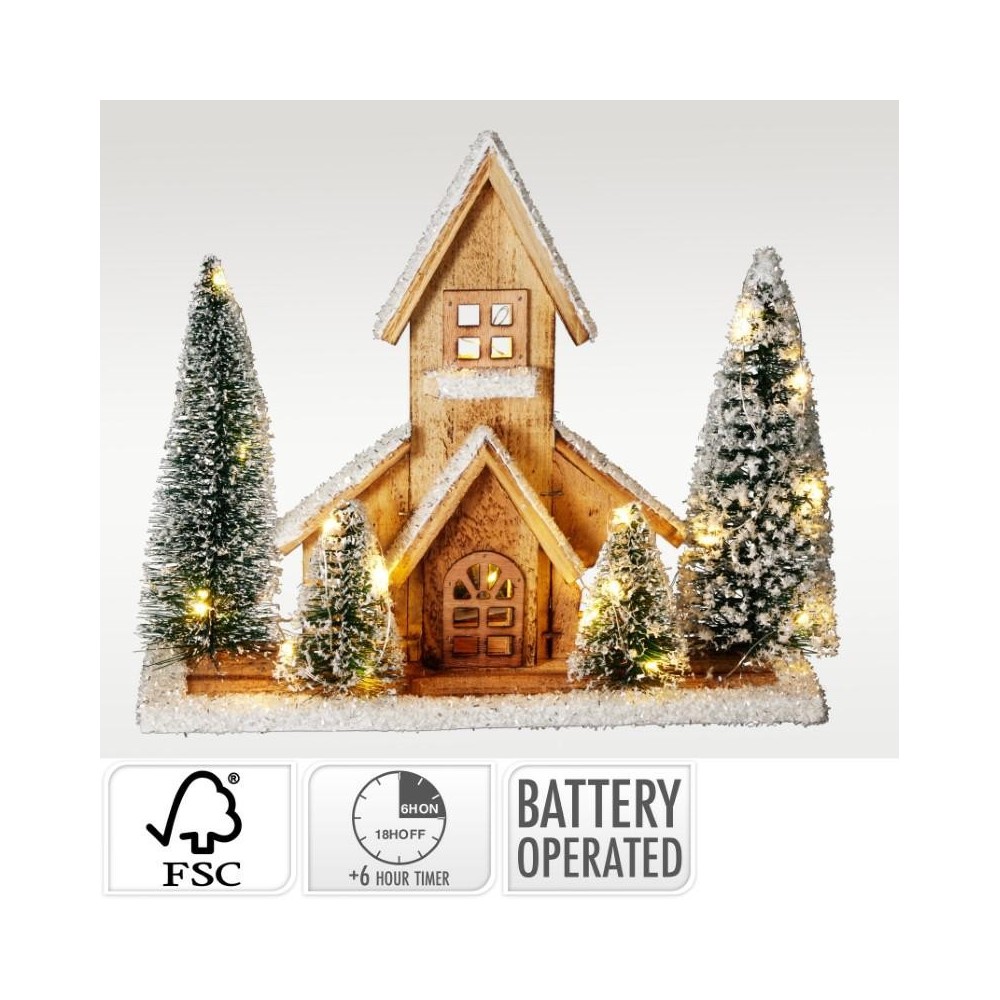 PAESAGGIO CASA LEGNO 25 LED 32X9X27